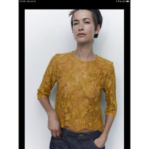 Zara NWT Floral Lace Blouse Sz M